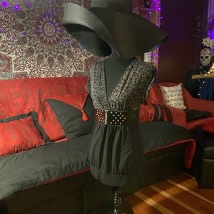 Leopard Top Belted Mini Dress by Wet Seal